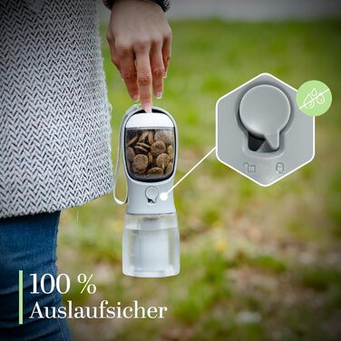 Поїлка-фляга для собак 300 мл - 3 в 1 | Фляга для води для собак, виготовлена з BPA-free матеріалу, з функцією автоматичного наповнення | Підходить для маленьких та середніх собак, сірого кольору