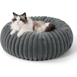 BEDSURE Ортопедичне ліжко для котів - м'яке кільце 51x51x15 см, кругле котяче ліжко з знімним чохлом з корду флісу, неслизьке дно, темно-сірий колір