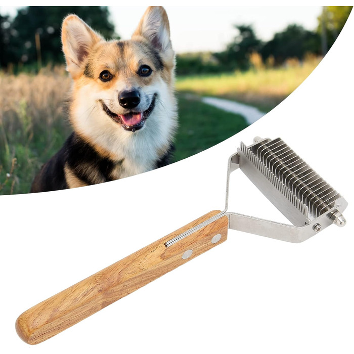 Професійна щітка для грумінгу домашніх тварин Fellpflegebürste: двостороння щітка для собак та котів з дерев'яною ручкою, самоочищувана