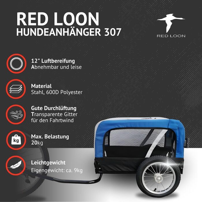 Фаркоп-причіп для собак 2в1 Red Loon Mini - блакитний (з прапорцем)