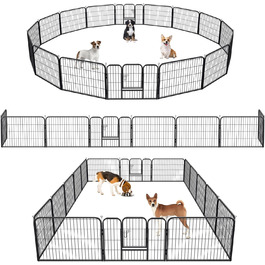 Клітка-загон для цуценят Yakimz 8-секційний, 60 см, з дверцятами та захисним тентом, для собак, кроликів та інших дрібних тварин (80x60 см)