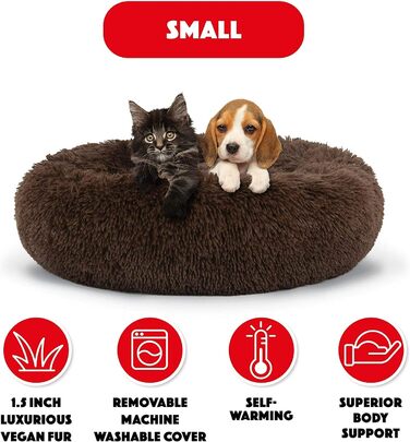 Крісло-лежанка для собак та кошенят Donut, м'яке, пухнасте, L (колір кавовий, 120 см)