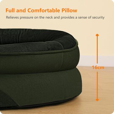 Ортопедичне ліжко для собак, ліжко-софа для собак з валиком, неслизьке дно, знімне та пральне, середні та великі породи, 106 x 79 x 17 см, оливковий колір