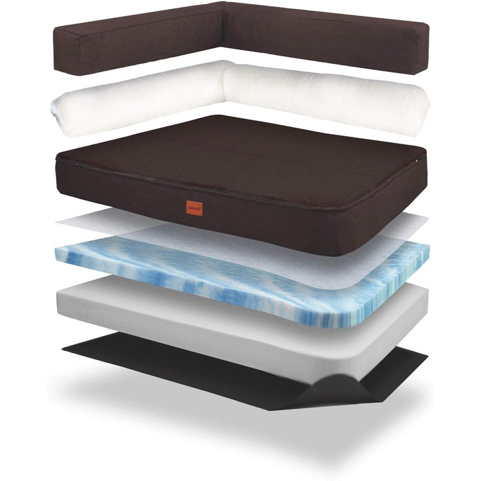 Ортопедичне собаче ліжко Brunolie Odin, зручне та миється, розмір S (80x60 см), колір темно-коричневий