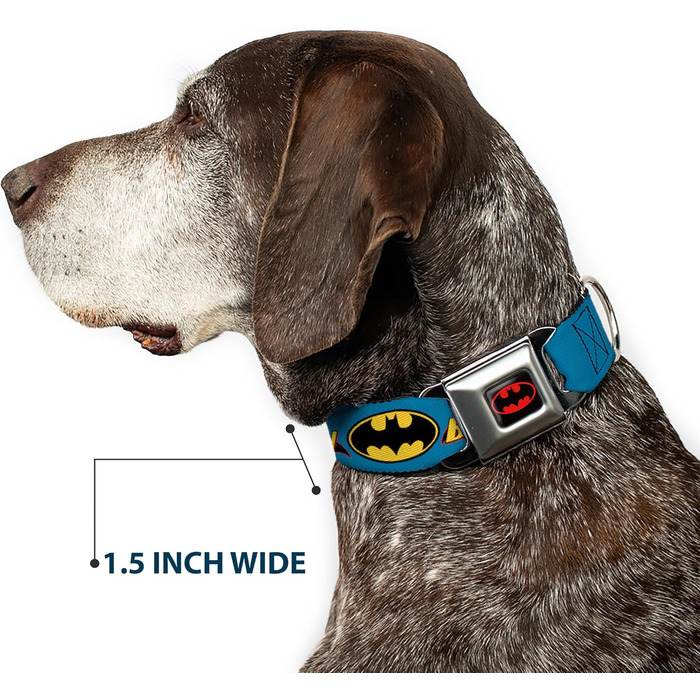 Нашийник Buckle Down BMC Batman для собак, чорний/жовтий, міцний нейлон