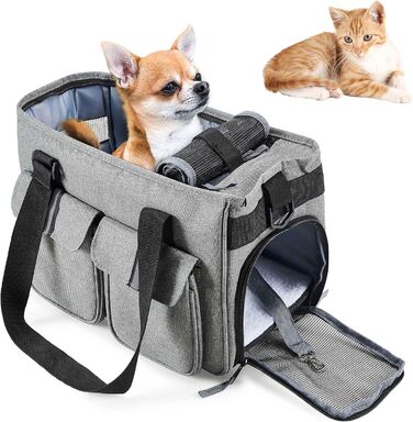 Транспортна переноска для котів та собак Happy Hachi, складана, з регульованим плечовим ременем, з м'якою оббивкою, для авіаперельотів, туристична переноска