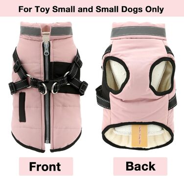 Теплий жилет для собак та котів SMALLLEE_LUCKY_STORE, флісова підкладка, спортивний дизайн, з поворотним кільцем, для чихуахуа, йоркширського тер'єра, рожевий xs
