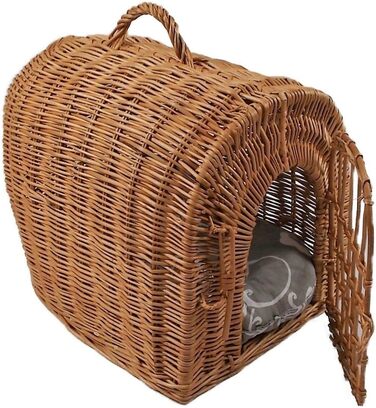 Транспортний кошик з плетива з подушкою 40x32x40 см, клітка для кота/собаки
