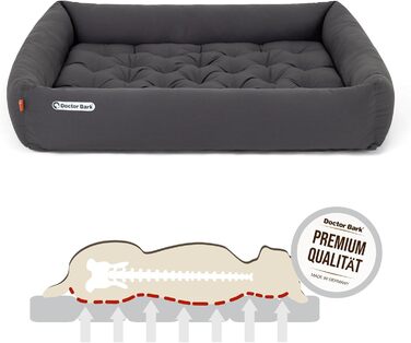 Ортопедичне ліжко для собак Doctor Bark - велике (XXL, 110x100 см) з м'якою підстилкою, сіре, миється до 95°C, гігієнічне