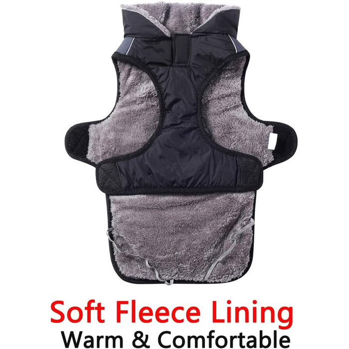 Тепла флісова нашийникова куртка для собак середніх порід, водонепроникна бавовняна куртка для холодної зими, чорний колір, розмір M