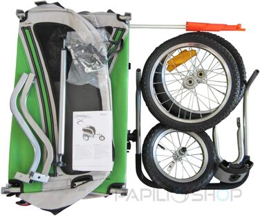 Причіп для собак Papilioshop Argo - велосипедний причіп для собак S-M-L, великий (камуфляжний, маленький), зелений