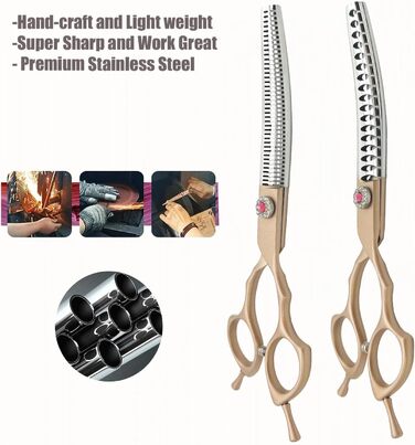 Ножиці для грумінгу собак і котів Floraslee - професійні ножиці для стрижки шерсті з регулюванням (тонкість 40-50%)