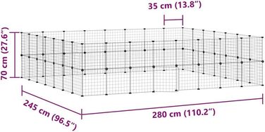 Клітка для домашніх тварин із дверцятами, 60 елементів, сталева, 35x35 см, чорна, для кроликів і цуценят vidaXL