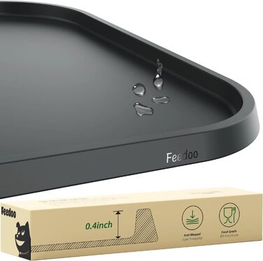 Підкладка під миски для котів та собак, силіконова, з високим бортиком, вологостійка, сіра