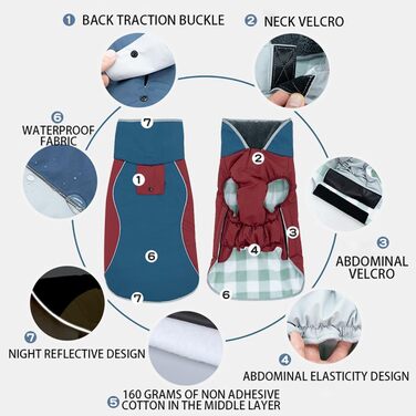 Теплий зимовий пуховик для собак - утеплена спинка, для малих та середніх порід, як ізоляція від холоду (B, One Size)