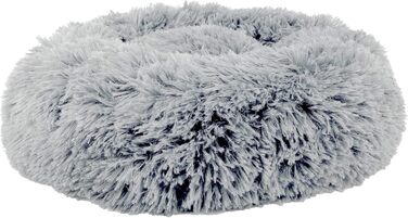 Кругла подушка-лежанка для собак та котів. М'яка, плюшева, різних кольорів (сірий, світло-сірий). Розмір M