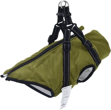 Водонепроникний дощовик для собак від vidaXL з шлейкою, дощовик для собак, теплий дощовик для цуценят, армійний зелений (l24)