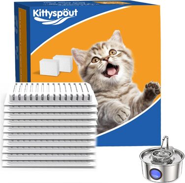 Змінний фільтр для фонтану KITTYSPOUT з нержавіючої сталі для котів, 10 штук + 2 губки