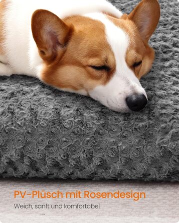 Ліжко для собак Feandrea XL, плюшеве, 110 x 73 см, для великих собак, м'яке, миється, нековзне, сірий PGW293GN01 (L 95 x 60 x 10 см)