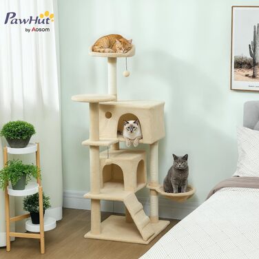Ігровий комплекс для котів PawHut: розсувна дряпачка від стелі, регульована висота 225-275 см, бежевий колір