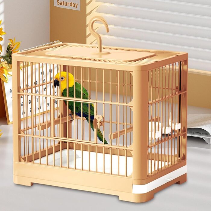 Переносний клітка-переноска для птахів: канарейок, хвилястих папужок, ара, ньомуфенсиків. Оранжева, 32 x 25 x 13 см