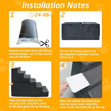 Сходинки для собак великих порід: 6 сходинок, антиковзаючі, широкі. Ідеально для літніх собак, цуценят та котів. Міцна та довговічна сходинка для дому.