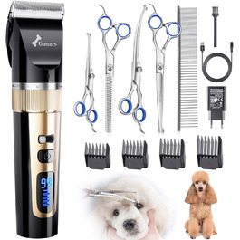 Набір для стрижки собак Gimars 6-в-1: машинка, професійні ножиці, 7000 об/хв, безшумна, акумуляторна, для густого хутра
