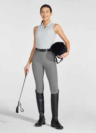Легінси для верхової їзди WILLIT Daen з силіконовим покриттям, висока талія, кишеня на блискавці, сірі (M)