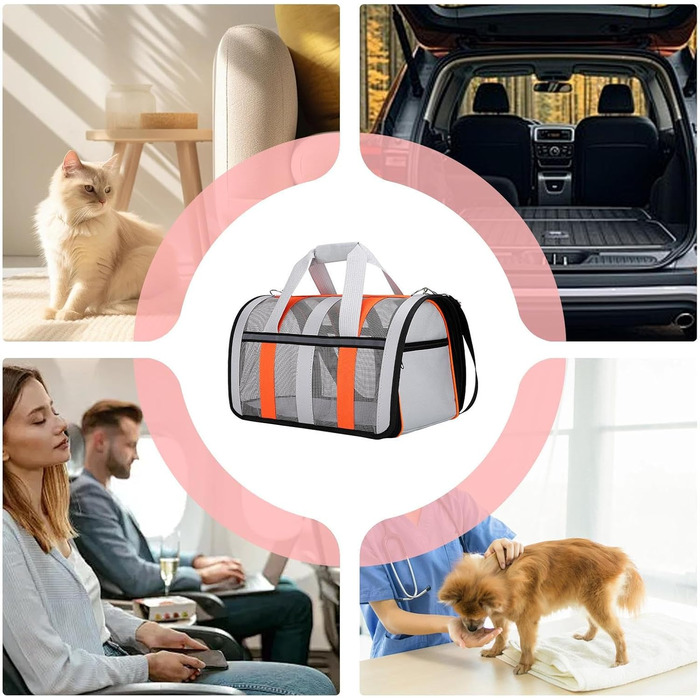 Складана переноска для тварин: зручна переноска для собак та котів з вентиляцією, м'яка сумка для обличчя, легка переноска для подорожей літаком та прогулянок
