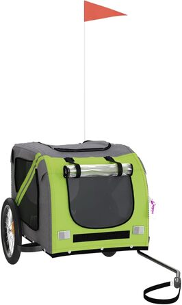 Фургон для собак Fasba: велосипедний причіп для собак, котів та інших тварин з відбивачами та прапорцем. Зелено-сірий, матеріал: оксфордська тканина та метал.