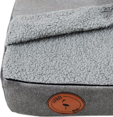 Крісло-ліжко для собак середніх порід, ортопедичний килимок для собак, м'яке ліжко для домашніх тварин з капюшоном, неслизьке, можна прати, з блискавкою (сірий, 55 x 45 x 8 см)