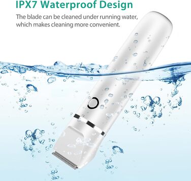 Триммер для тварин 2-в-1 ORIA: собачий/котячий триммер, USB, водонепроникний IPX7, тихий, з 2 насадками - білий