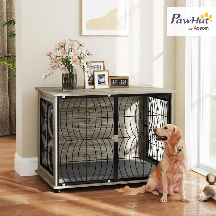 Клітка-тумба для собак PawHut: меблевий вольєр для дому, 100 x 60 x 73,5 см, сірий