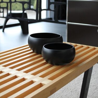 Набір мисок для собак середніх та великих порід | 2 шт. по 20 см діаметром та 1,8 л об'ємом | Кераміка | Можна мити в посудомийній машині | Стійкий до подряпин та укусів | Міцні миски для їжі та води для собак середніх розмірів (маленькі та середні, чорни