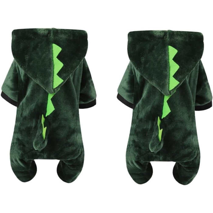 Костюм для собак - динозавр, FRCOLOR, 3 шт., зелений. Теплий матеріал, для святкування Halloween, фотосесій та повсякденного використання.