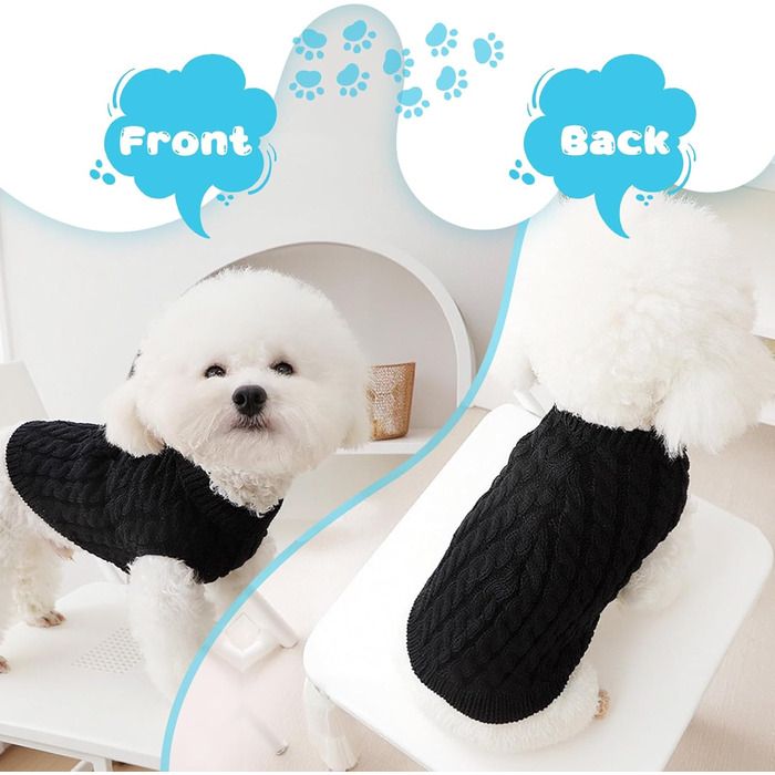 Пуловер для собак, маленьких та середніх порід, 2 шт. (білий + червоний, бежевий + чорний), S