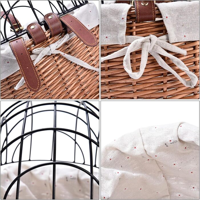 Фahrradkorb für Katzen – Fahrradkorb für Haustiere | Abnehmbarer Fahrradkorb vorne des | Fahrradträger aus Weide für Haustiere mit Metallabdeckung | Transpo-Korb