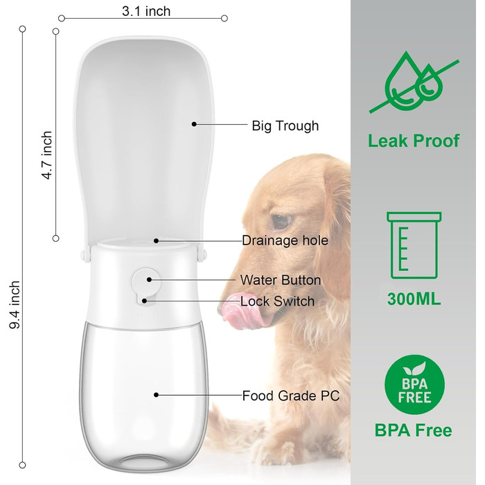 Складана пляшка для води для собак, з контейнером для відходів, для прогулянок, подорожей, хатніх тварин