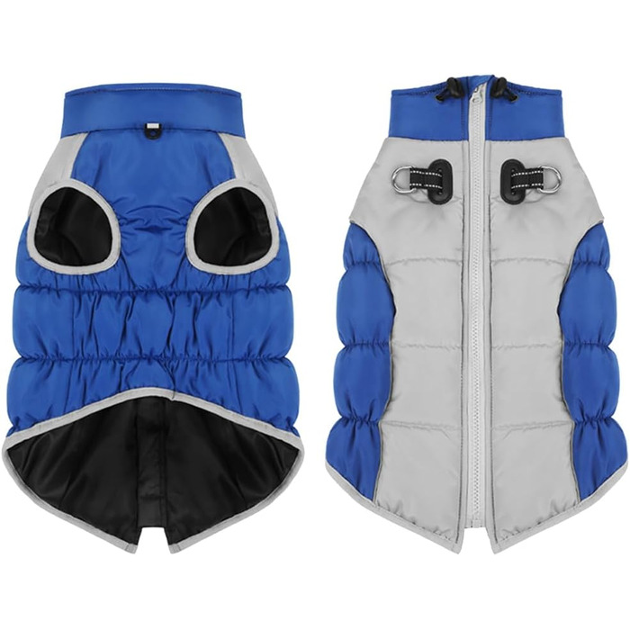 Водонепроникна куртка для собак на зиму - тепла та вітрозахисна. Підходить для собак малих та середніх порід. З D-рингом та світловідбиваючими елементами. (Blue, 3XL)