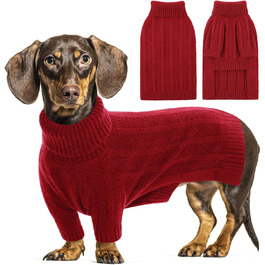 Теплий і м'який пуловер для собак Queenmore з в'язаним візерунком для Йоркширських терьєрів, пуделів та померанських спайнілів (червоний, S)