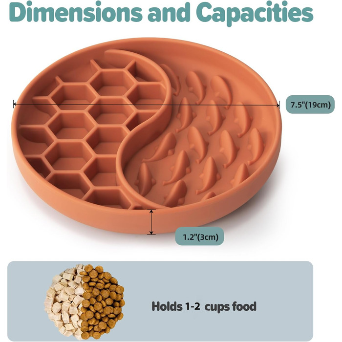 Повільний годівник для собак, силіконовий набір з присосками, антиковзаюча миска, уповільнює швидкість їжі, зменшує тривогу та додає задоволення (Світло-зелений), (Оранжево-червоний візерунок 'Сонце' )