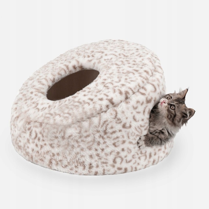 Ліжко-будиночок для котів CAVE Carinio: тепла лежанка-печера з двома входами, 48×48×29 см