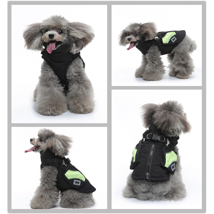 Зимовий теплий одяг для собак: водонепроникний, вітронепроникний, з флісовою підкладкою. Підходить для малих, середніх та великих собак. Чорний колір, розмір M