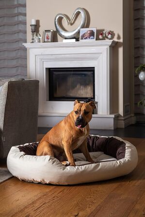 BedDog® Hundebett Sunny: велике овально-кругле лежанка для собак з Cordura, XXXL, RED-WINE (червоний), 150 x 120 x 23 см