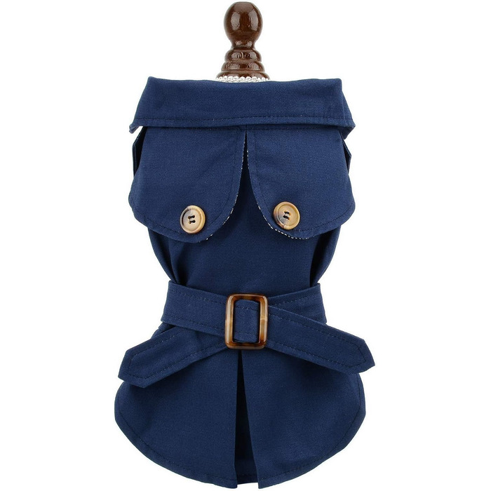 Тренч для собак, дівчаток та хлопчиків, водонепроникний, модний, з поясом, верхній одяг для осені та зими, одяг для цуценят, чихуахуа, йоркширського тер'єра, хакі, розмір XL, блакитний