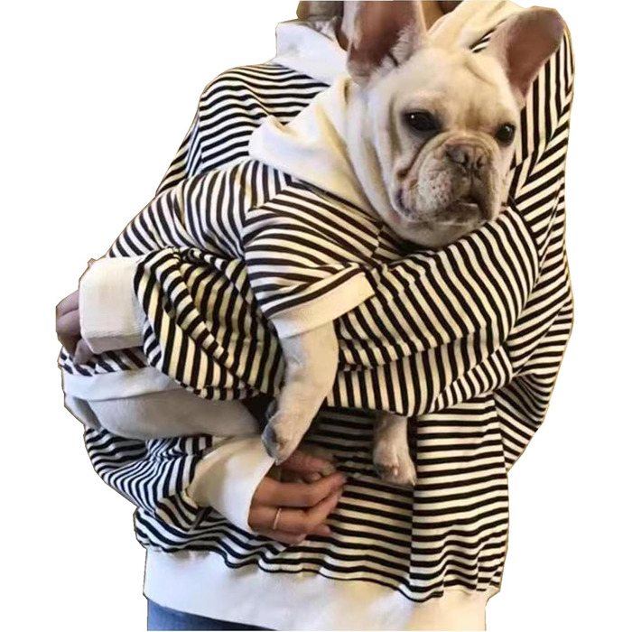 Світшот з капюшоном для собак (маленьких, середніх та великих), окремо продається одяг для власників, смугастий, для хлопчиків та дівчаток, підходить для котів та собак, розмір M - обхват грудей 42.5 см.