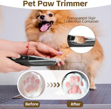 Триммер для собак OFFCUP: Безшумна машинка для стрижки з пилососом, для догляду за лапами, обличчям та вухами. Підходить для собак та котів. Акумуляторний триммер для домашнього грумінгу.