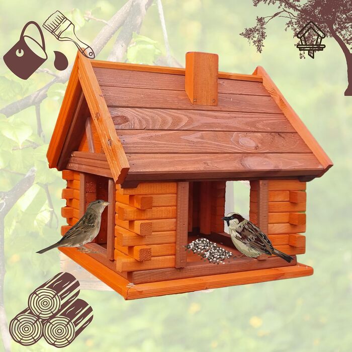 Дерев'яний будиночок для птахів VOGELHAUS, коричневий, ерш, годівниця