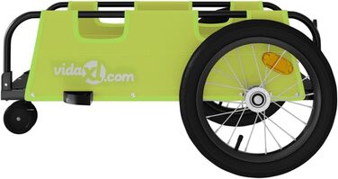 Причіп для велосипеда, вантажний/для собак, зелений, з оксфордської тканини та металу. Підходить для покупок, подорожей, легко збирається