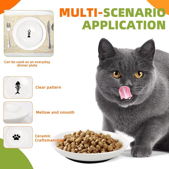 Набір мисок для котів GMMG, 6 шт. з кераміки, плоскі, для корму, миски для котів